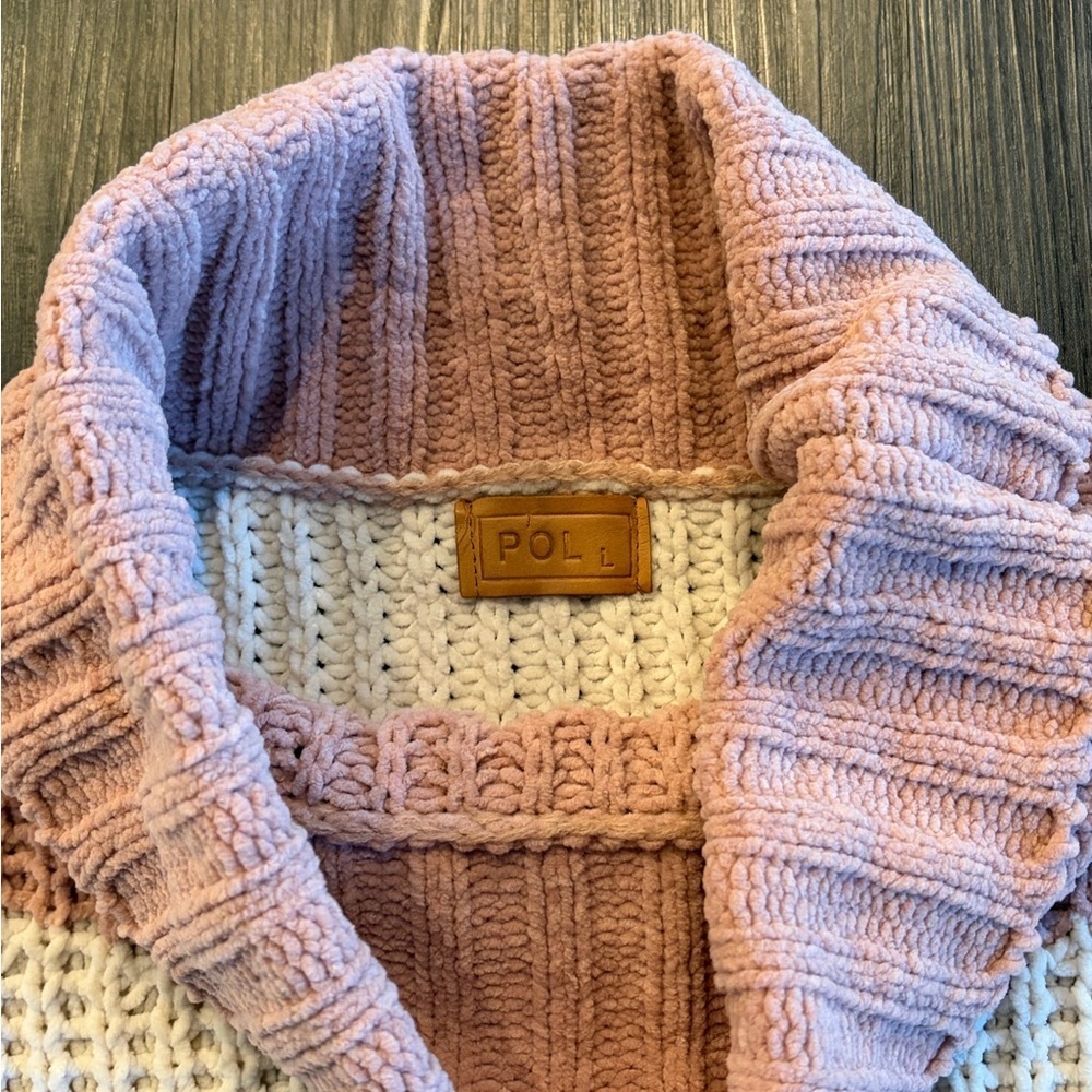 Anthropology POL Chunky Knit Oversized Sweater - Color Block - Size L - Picture 3 of 6
